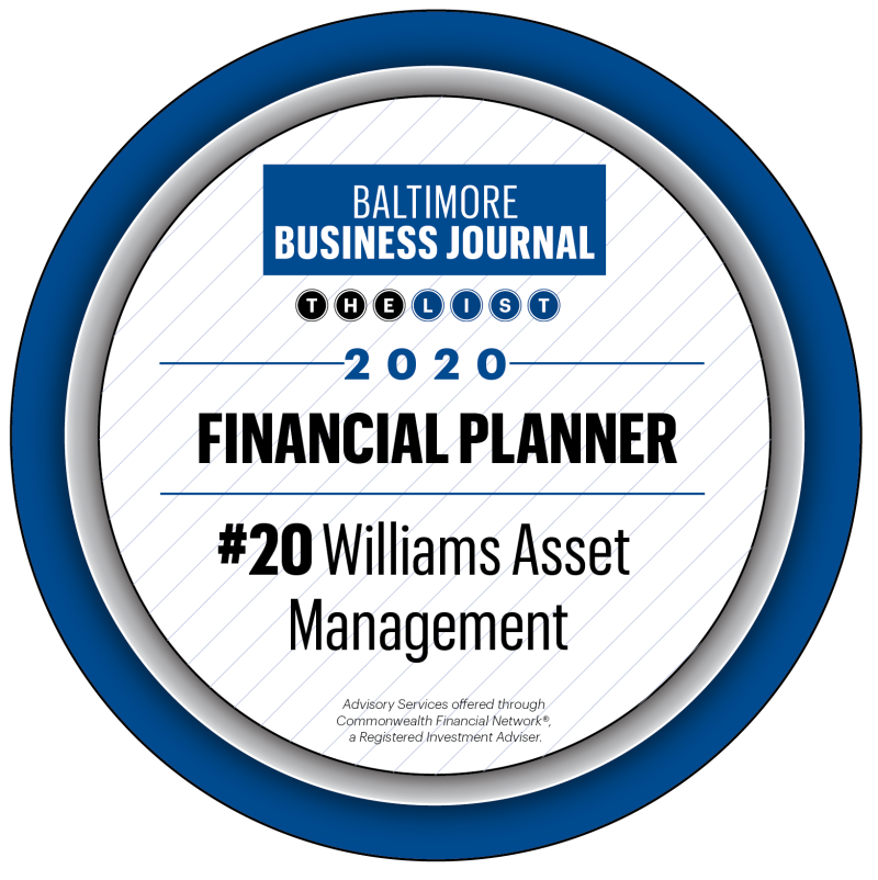 Baltimore Business journal Financial Planner award 2021