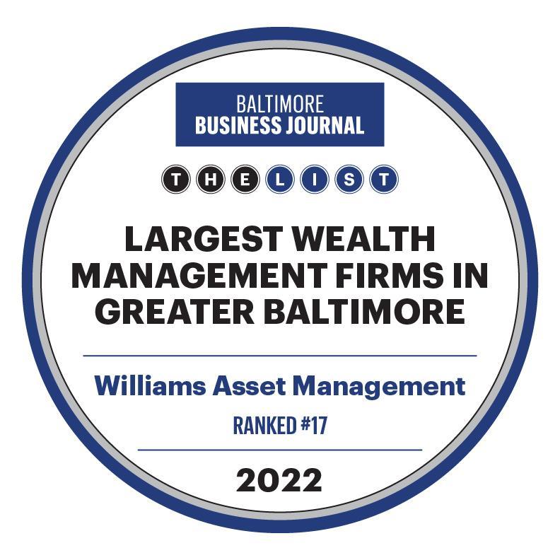 Williams Asset Management Named One of the Largest Wealth Management Companies in the Baltimore Business Journal